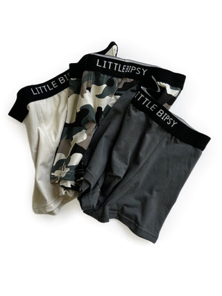 Little Bipsy Boxer Brief 3 Pack - Pewter Camo Mix, Little Bipsy Collection, Boxer Briefs, Boy underwear, Boys Boxer Briefs Set, cf-size-1-2, cf-size-2-3, cf-size-3-4, cf-size-5-6, cf-size-6-7