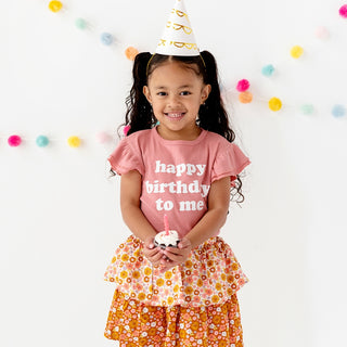 Happy Birthday To Me Toddler Girl Ruffled Top