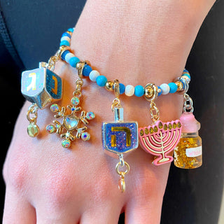 Charm It! Gold Hanukkah Stretch Bead Bracelet, Charm It!, All Things Holiday, Bracelet, cf-type-bracelets, cf-vendor-charm-it, Chanukah, Charm Bracelet, Charm It!, Charm It! Bracelet, Christm