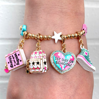 Charm It! Gold Glitter First Day of School Charm, Charm It!, 1st Day of School, Back to School, cf-type-charms-&-pendants, cf-vendor-charm-it, Charm Bracelet, Charm It Charms, Charm It!, Char