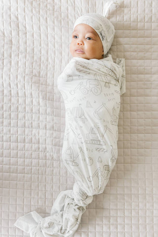 Copper Pearl, Copper Pearl Gage Knit Swaddle Blanket - Basically Bows & Bowties