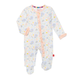 Magnificent Baby, Magnetic Me Darby Ruffle Modal Magnetic Footie - Basically Bows & Bowties