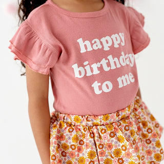 Happy Birthday To Me Toddler Girl Ruffled Top