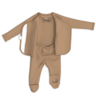 Bonsie Skin to Skin Babywear, Bonsie Footie - Mocha - Basically Bows & Bowties