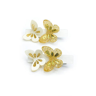 Lilies & Roses Butterfly Gold Hair Clip Set