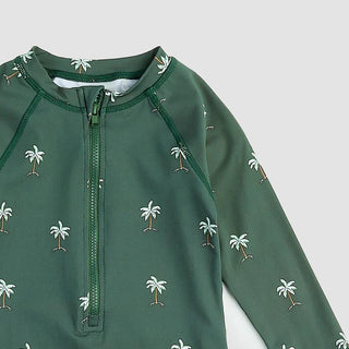 Miles the Label Palm Trees on Green LS Rashguard