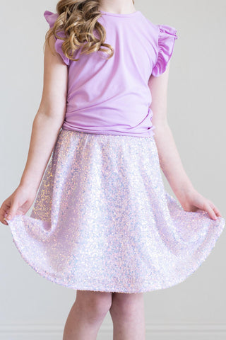 Mila & Rose Sequin Twirl Skirt - Lavender