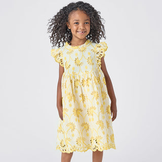 Pink Chicken Girls Cynthia Dress - Bright Yellow Eyelet