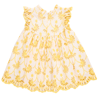 Pink Chicken Girls Cynthia Dress - Bright Yellow Eyelet