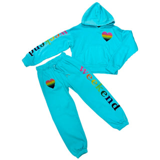 Flowers by Zoe FBZ Rainbow Heart Weekend Aqua Joggers