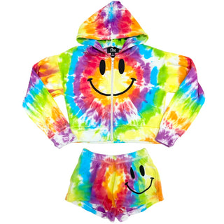 FBZ Multi Rainbow Tie Dye Swirl Zip Up Hoodie