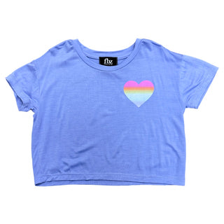 FBZ Rainbow Heart Periwinkle S/S  Boxy Tee