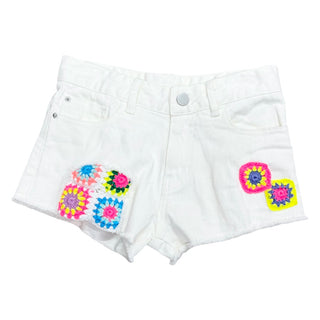 FBZ Neon Crochet Edge Denim White Short