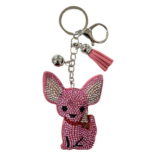 Rhinestone Pink Chihuahua Keychain