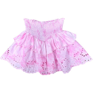 FBZ Pink Tie Dye Eyelet Tiered Skirt