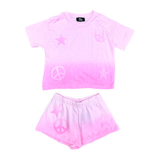 FBZ Pink Ombre Star & Peace Sign Shorts