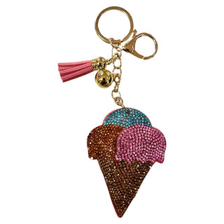 Rhinestone Ice Cream Cone Keychain