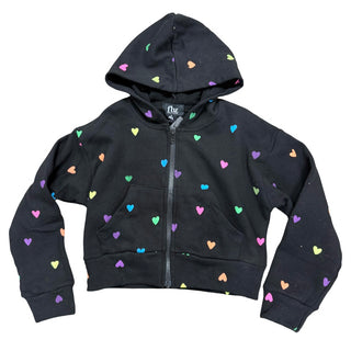 Flowers By Zoe, FBZ Neon Hearts Black Zip Up Hoodie - Basically Bows & Bowties