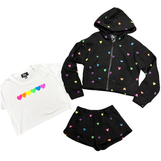 FBZ Neon Hearts Black Zip Up Hoodie