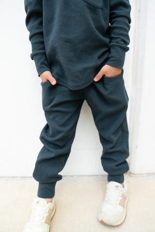 Little Bipsy Collection, Little Bipsy Waffle Joggers - Night Fall - Basically Bows & Bowties