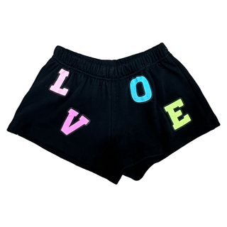 Flowers By Zoe, FBZ Neon LOVE Black Shorts - Basically Bows & Bowties