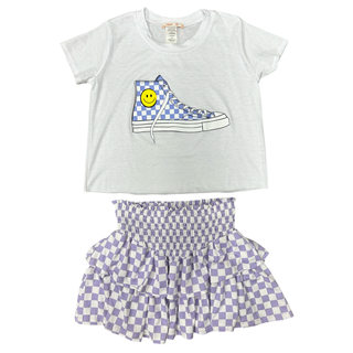 Tweenstyle by Stoopher Purple Checker Ruffle Skirt