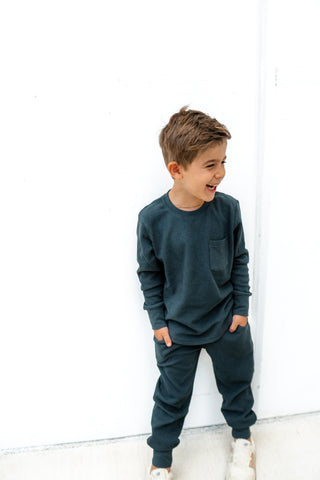 Little Bipsy Collection, Little Bipsy Waffle Joggers - Night Fall - Basically Bows & Bowties