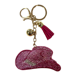 Rhinestone Pink Cowgirl Hat Keychain