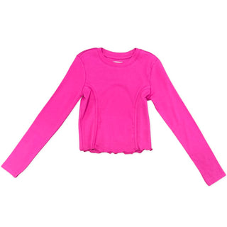 Paper Flower Magenta Ribbed Crop Long Sleeve Tee, Paper Flower, cf-size-large-12, cf-size-medium-8-10, cf-size-small-7, cf-size-xlarge-14, cf-type-shirts-&-tops, cf-vendor-paper-flower, Crop,