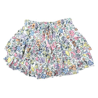 FBZ White Multi Floral Tiered Skirt