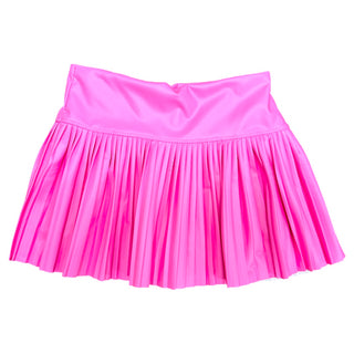 FBZ Neon Pink Pleather Pleated Skort