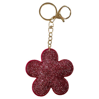 Rhinestone Pink Flower Keychain