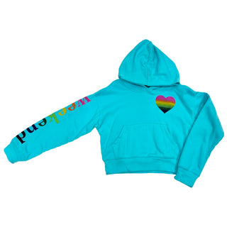 Flowers by Zoe FBZ Rainbow Heart Weekend Aqua Hoodie