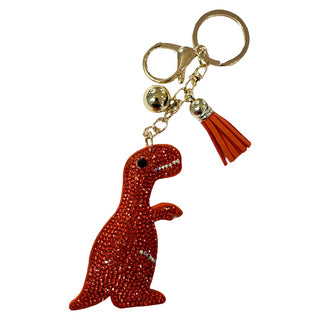 Rhinestone Orange Dinosaur Keychain