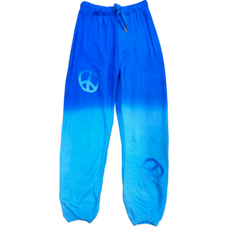 FBZ Peace Sign Ombre Turquoise Joggers, Flowers By Zoe, cf-size-5, cf-type-pants, cf-vendor-flowers-by-zoe, FBZ, Flowers By Zoe, Flowers By Zoe Pants, Good Vibes, Joggers, Ombre, Peace Sign, 