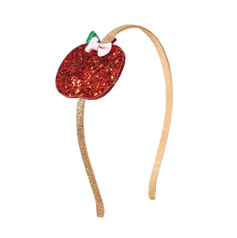 Sweet Wink Glitter Red Apple Hard Headband