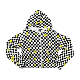 FBZ Smiley Check Zip Up Hoodie, Flowers By Zoe, cf-size-4, cf-size-5, cf-size-6, cf-size-large-10-12, cf-size-medium-8-10, cf-size-small-7-8, cf-type-hoodie, cf-vendor-flowers-by-zoe, FBZ, Fl