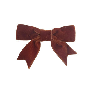 Mini Velvet Bow Tie w/Fancy Tails on Clippie, Wee Ones, cf-type-hair-bow, cf-vendor-wee-ones, Holiday Hair Bow, Streamer Bow, Velvet Bow, Velvet Hair Bow, Wee Ones, Wee Ones Hair Bow, Hair Bo