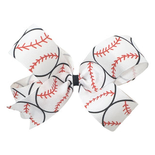 Large Baseball Printed Hair Bow on Clippie, Basically Bows & Bowties, Alligator Clip Hair Bow, Baseball, Baseball Bow, Basically Bows & Bowties, cf-type-hair-bow, cf-vendor-basically-bows-&-b