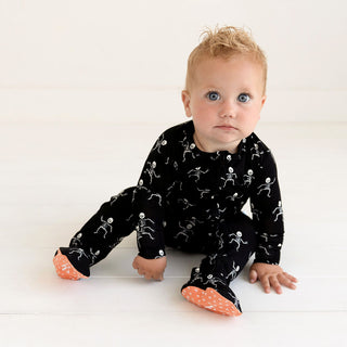 Posh Peanut Dancing Skelly Footie with Zipper, Posh Peanut, cf-size-12-18-months, cf-size-3-6-months, cf-size-6-9-months, cf-size-9-12-months, cf-type-footie, cf-vendor-posh-peanut, Dancing S