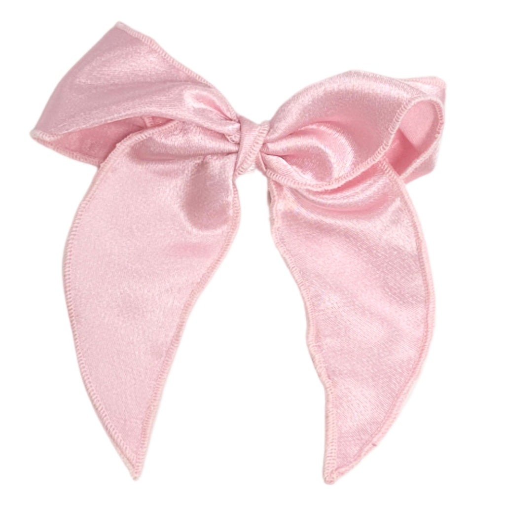 Medium Satin Streamer Bow On Clippie - Pink – Basically Bows & Bowties