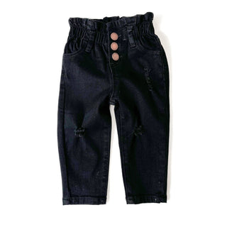 Little Bipsy Paperbag Waist Denim - Black, Little Bipsy Collection, Black, cf-size-0-3-months, cf-size-12-18-months, cf-size-18-24-months, cf-size-2-3, cf-size-3-4, cf-size-3-6-months, cf-siz