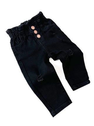 Little Bipsy Paperbag Waist Denim - Black, Little Bipsy Collection, Black, cf-size-0-3-months, cf-size-12-18-months, cf-size-18-24-months, cf-size-2-3, cf-size-3-4, cf-size-3-6-months, cf-siz