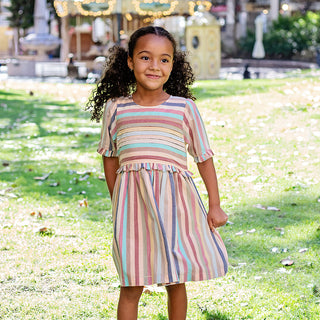 Pink Chicken Girls Raquel Dress - Multi Vintage Stripe