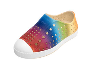 Native Jefferson Print Shoes - Bone White / Shell White / Rainbow Gradient