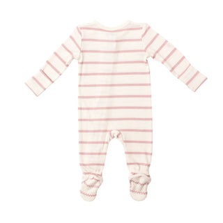 Angel Dear 2 Way Zipper Footie - Silver Pink + Sugar Swizzle