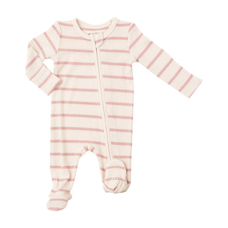 Angel Dear 2 Way Zipper Footie - Silver Pink + Sugar Swizzle