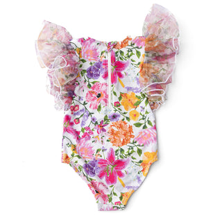 Shade Critters Tulle Sleeve 1pc Swimsuit - Summer Gardens