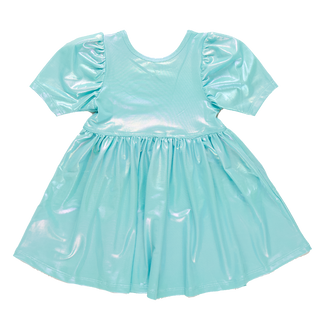 Pink Chicken, Pink Chicken Girls Laurie Dress - Turquoise Lame - Basically Bows & Bowties