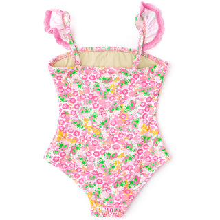 Shade Critters Crochet Trim Smocked 1pc Swimsuit - Fresh Floral Pink